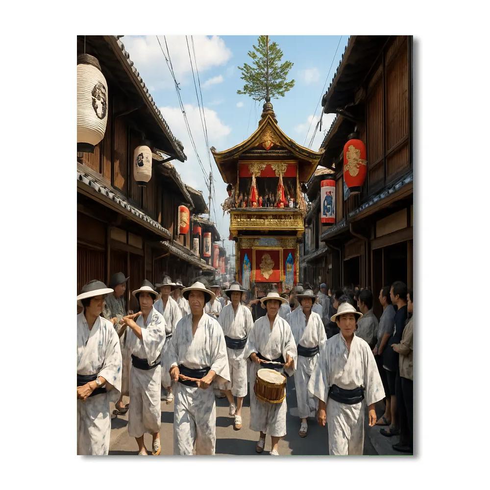 Gion Matsuri Procession In Kyoto Streets Painting by numbers kit