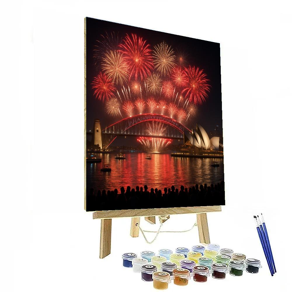Sydney New Year’s Eve Fireworks Over Harbour Bridge Number painting