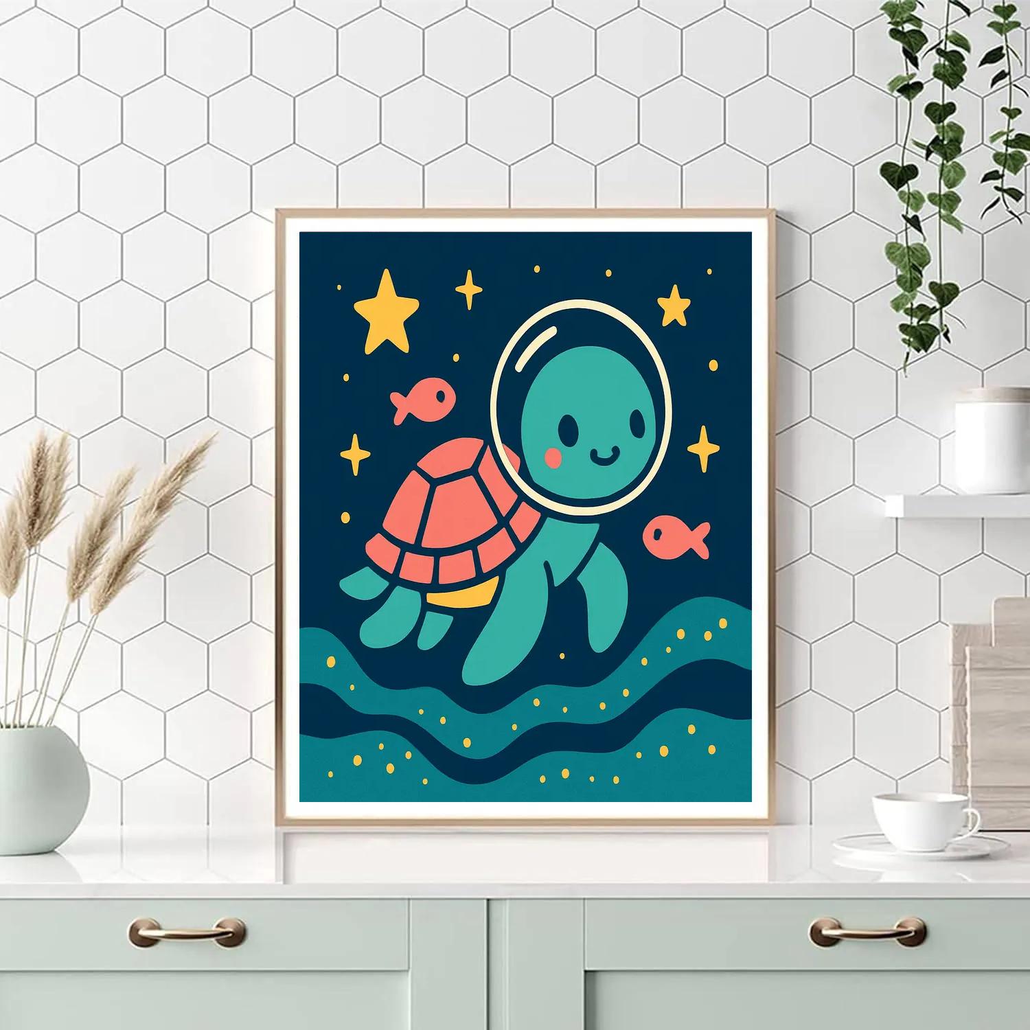Starlight Sea Turtle Adventure Paint by numbers art