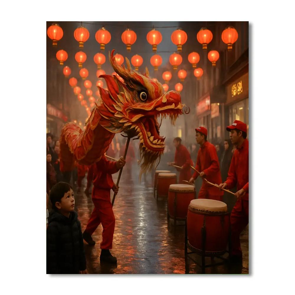 Lunar New Year Dragon Street Dance Painting by numbers kit
