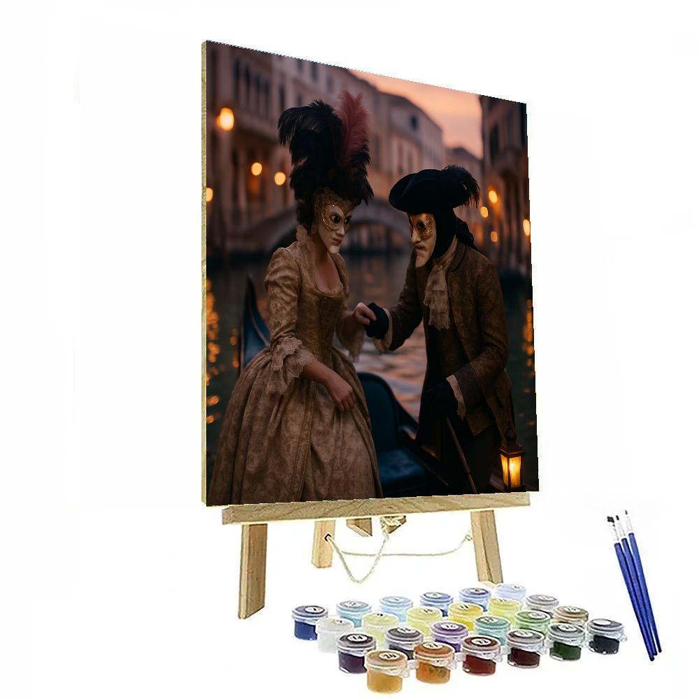 Venice Carnevale Masked Gondola paint by number