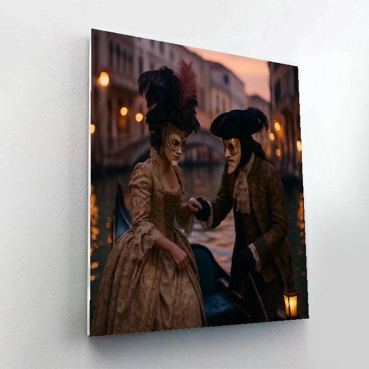 Venice Carnevale Masked Gondola paint by number