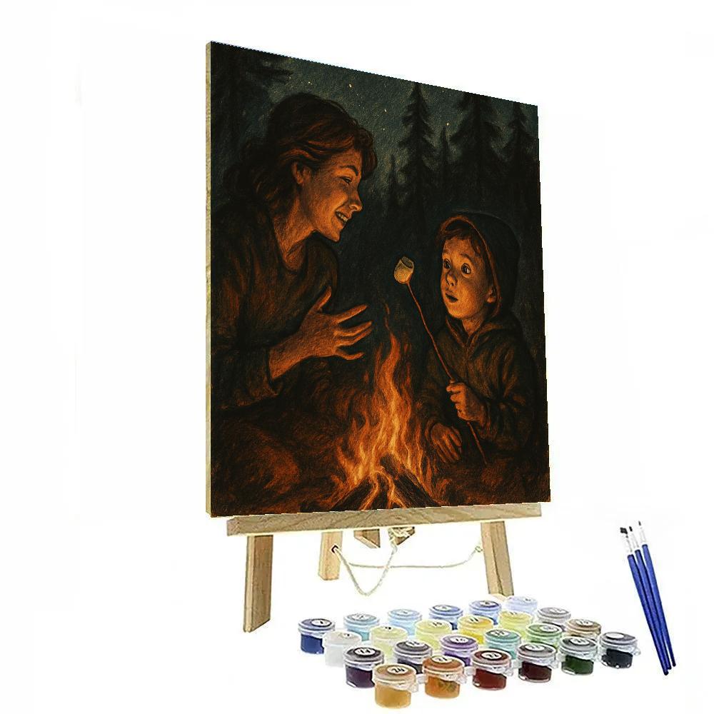 Camping Fire Night Tales Painting by numbers kit