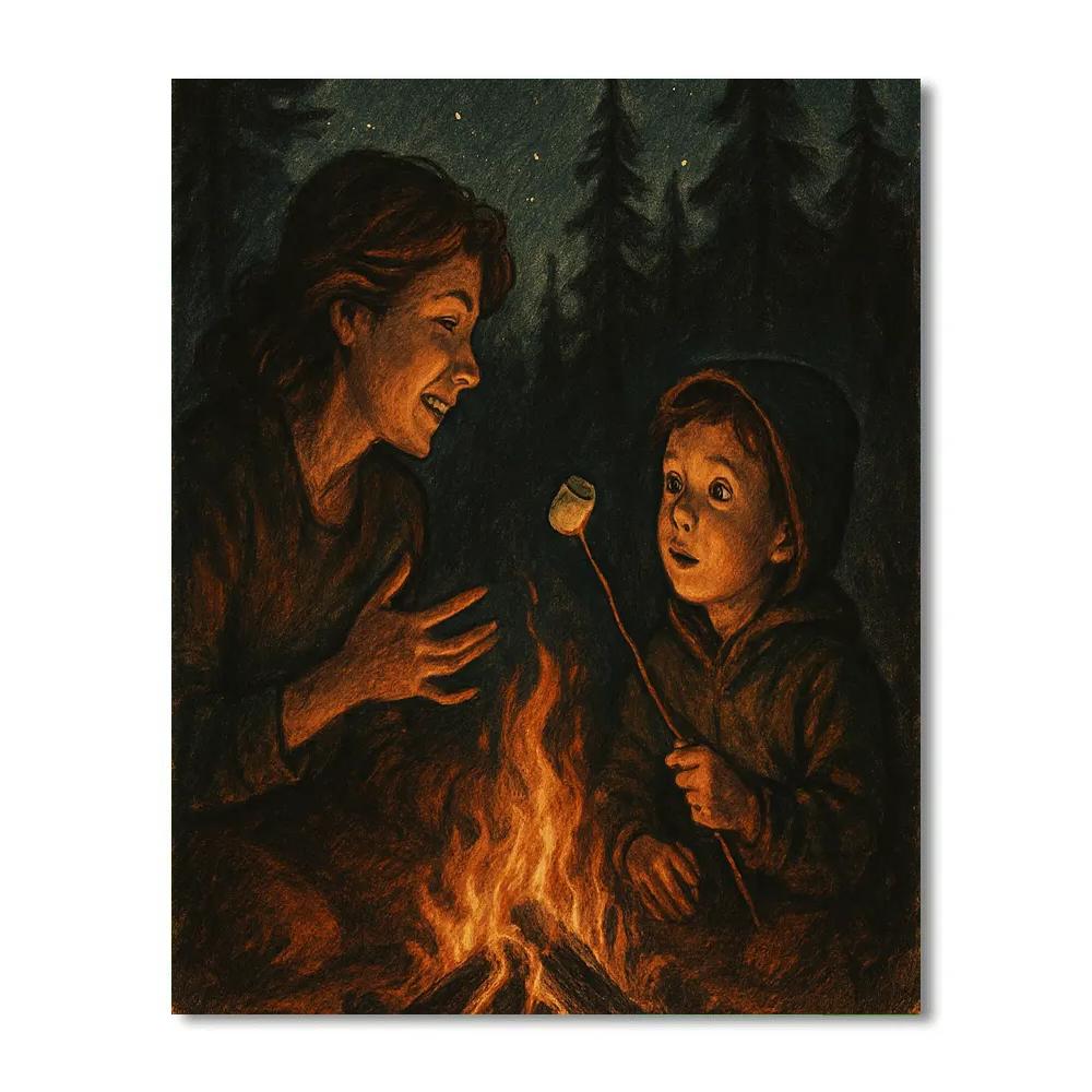 Camping Fire Night Tales Painting by numbers kit