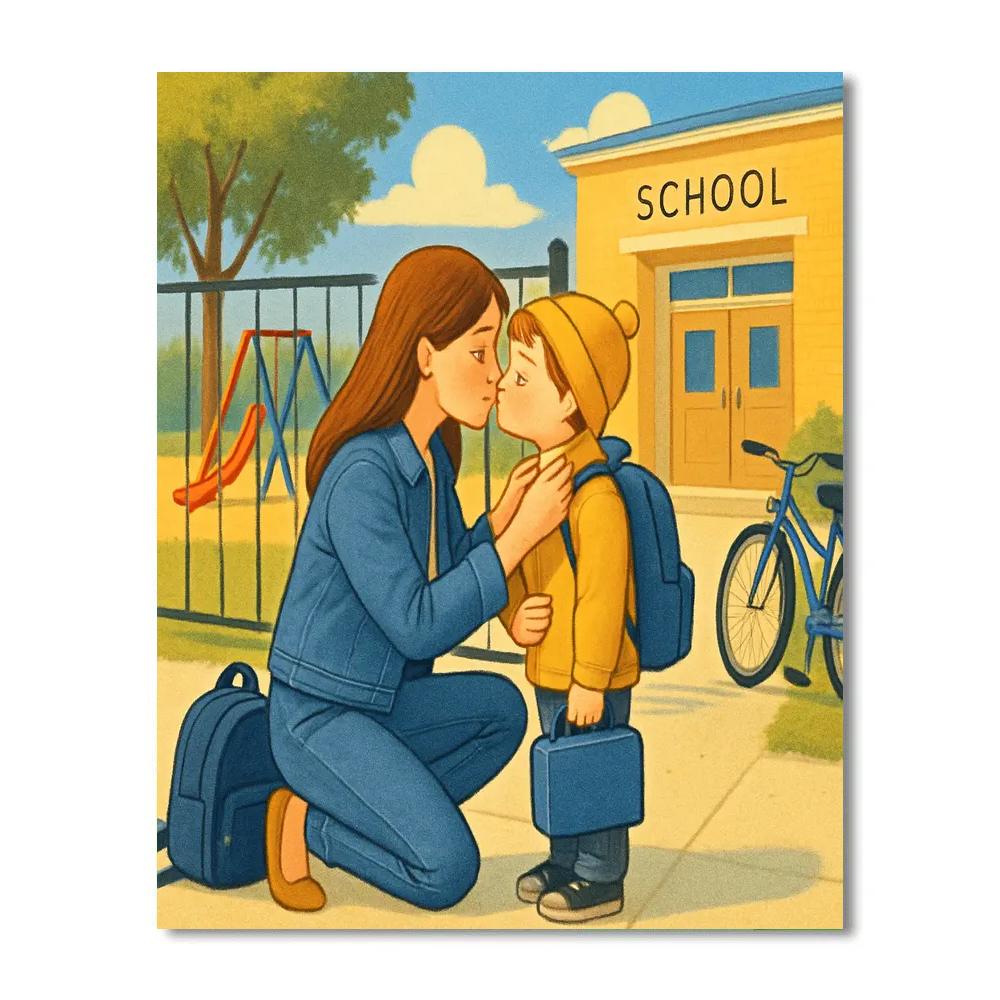 School Drop Off Morning Kiss Paint by numbers kits