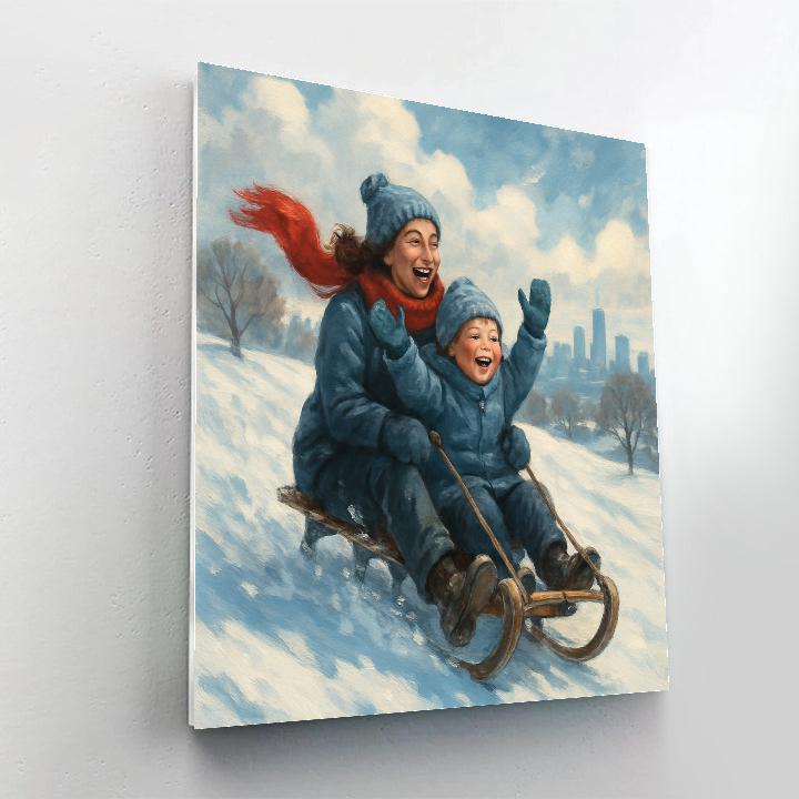 Snowy Sled Victory Laugh painting number kit