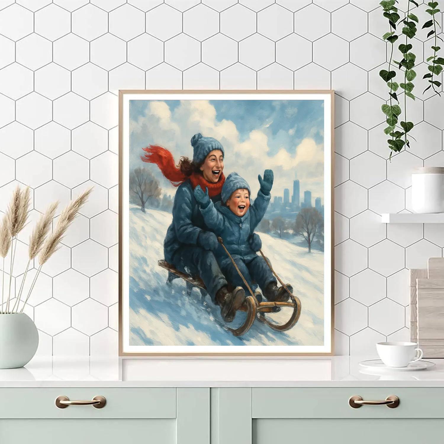 Snowy Sled Victory Laugh painting number kit