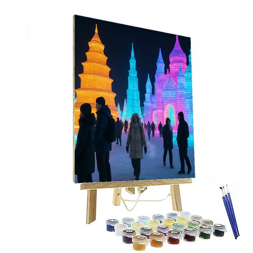 Harbin Ice Sculpture Festival Night DIY paint by numbers