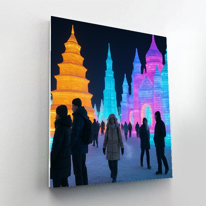 Harbin Ice Sculpture Festival Night DIY paint by numbers