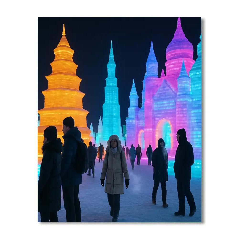 Harbin Ice Sculpture Festival Night DIY paint by numbers