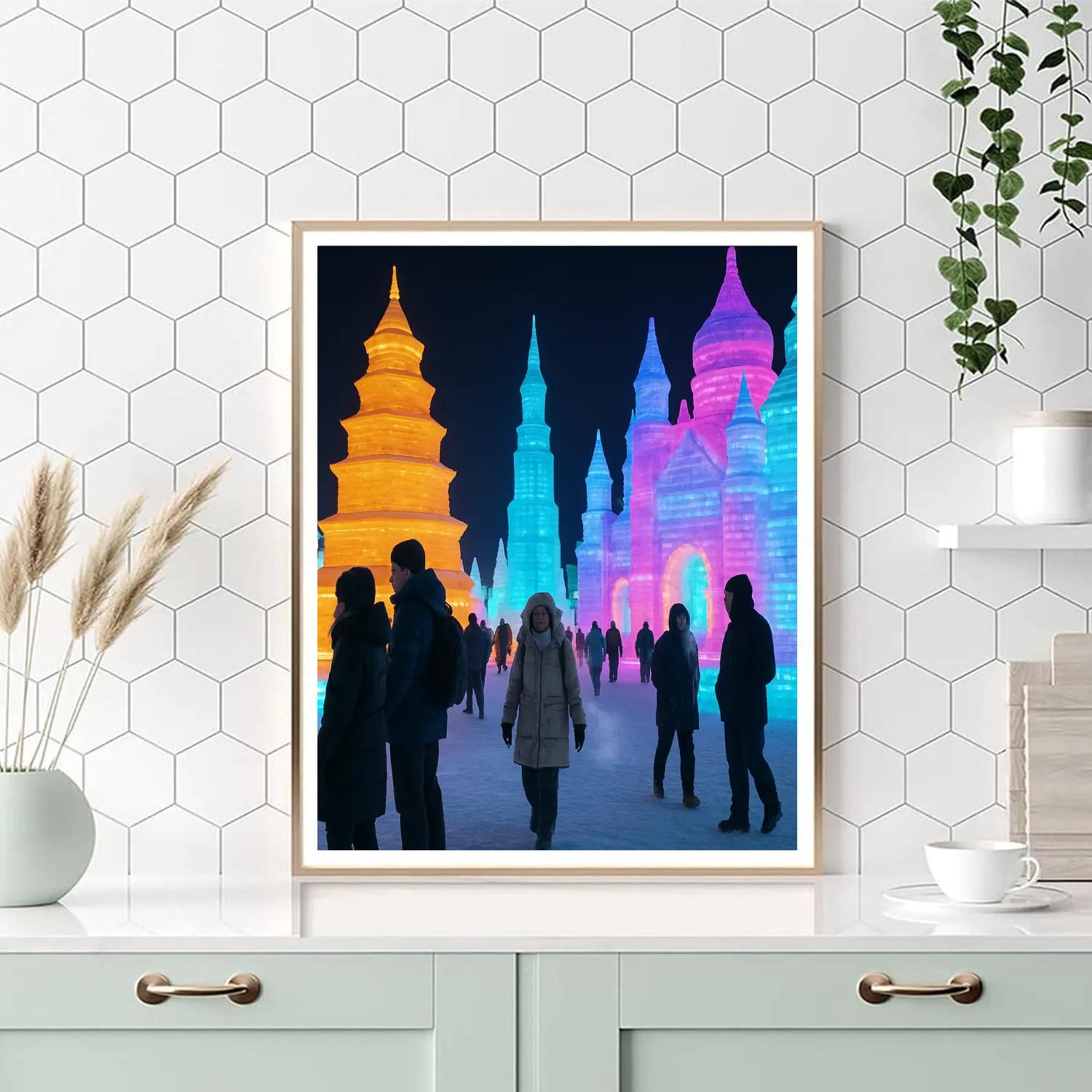 Harbin Ice Sculpture Festival Night DIY paint by numbers
