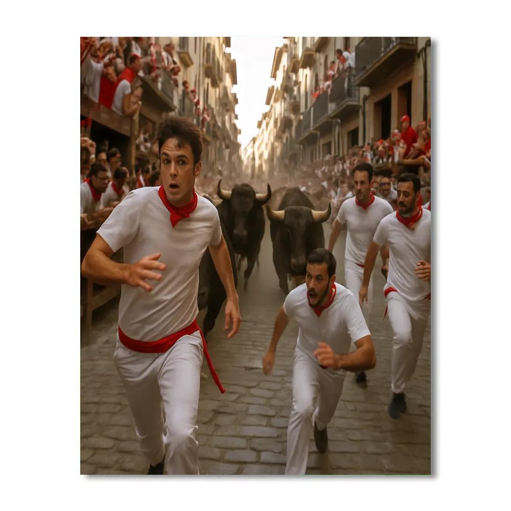 Pamplona Running Of The Bulls Street paint by numbers