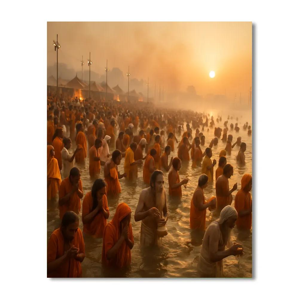 Kumbh Mela Sangam Dawn Bathing Paint by numbers kits