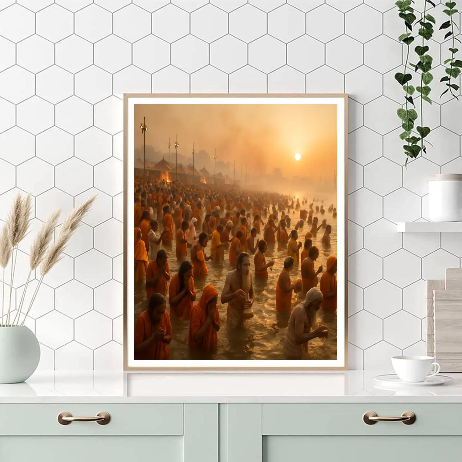 Kumbh Mela Sangam Dawn Bathing Paint by numbers kits