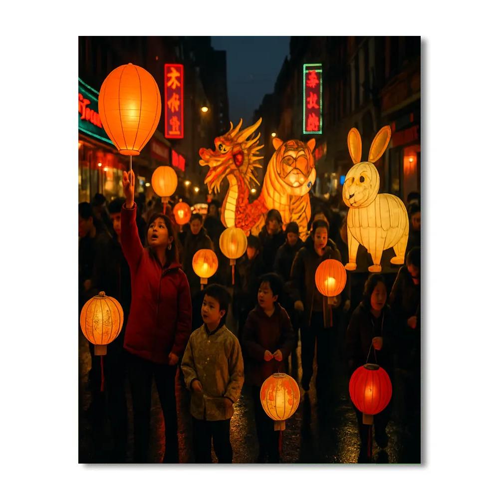 Lantern Festival Chinatown Parade DIY paint by numbers