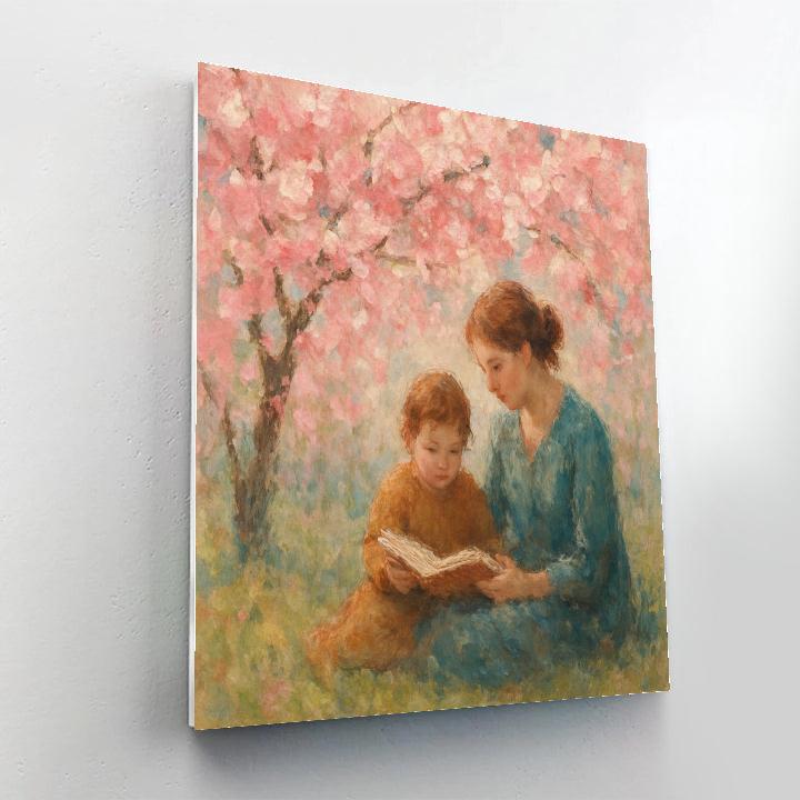 Shared Storytime Beneath Cherry Blossoms DIY paint by numbers