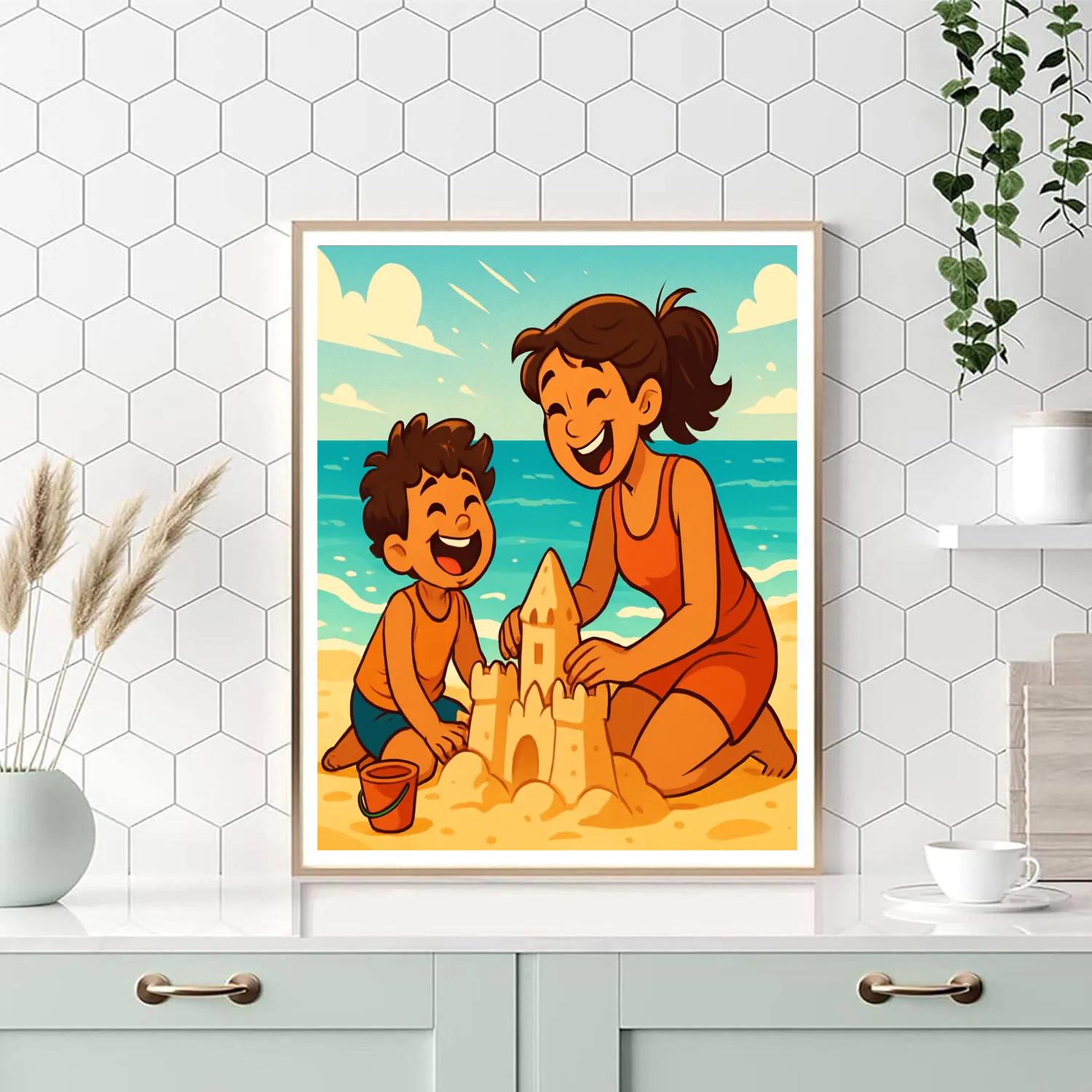 Beachside Moments Of Laughter Paint by numbers art