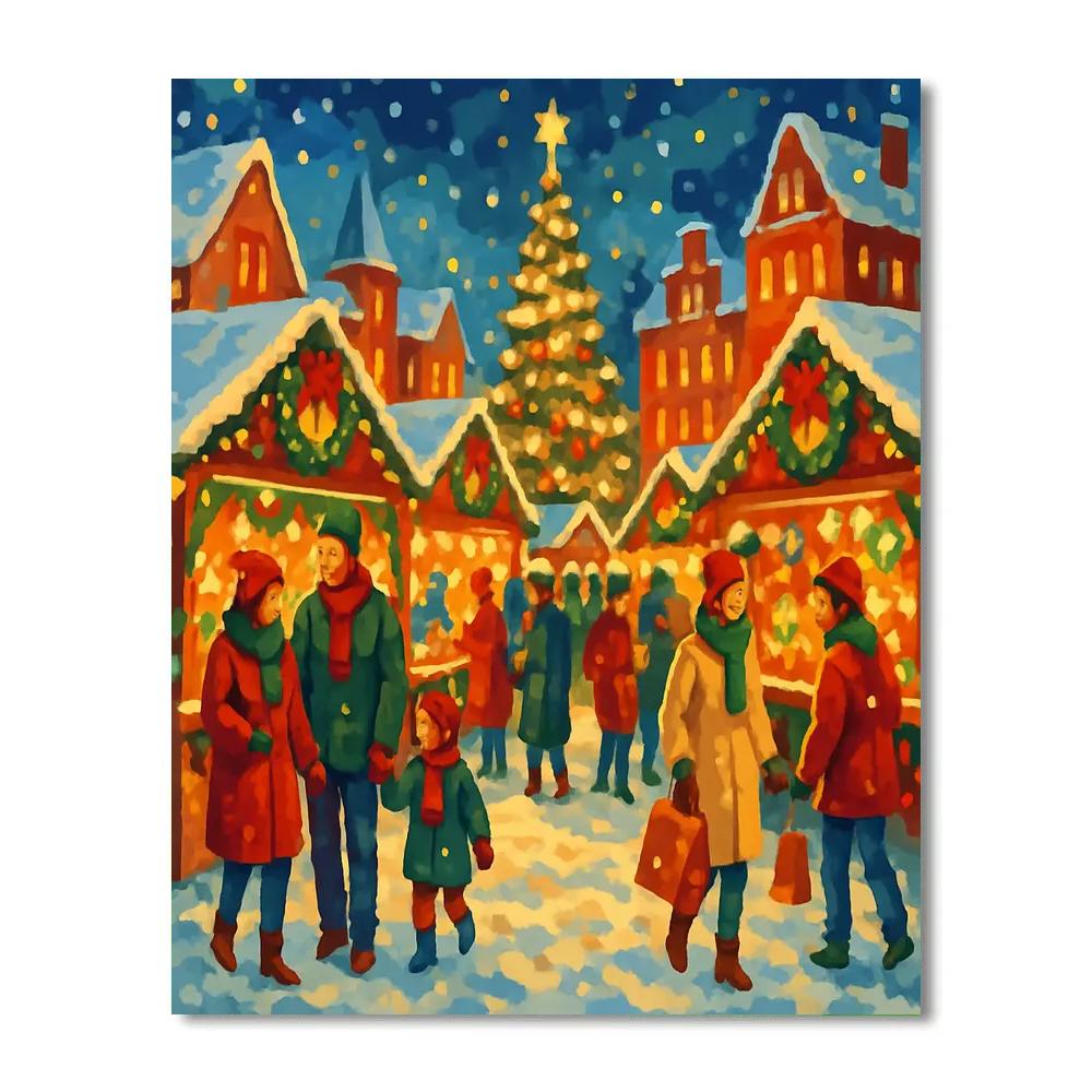 Christmas Market Splendor painting number kit