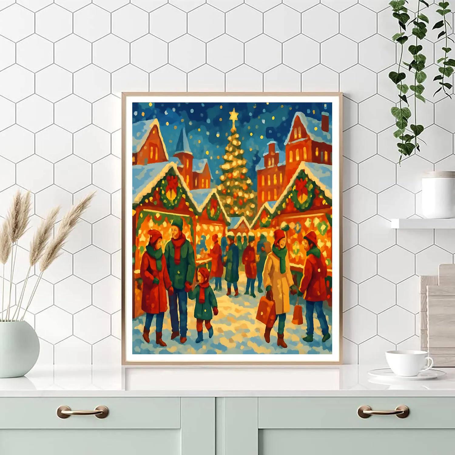 Christmas Market Splendor painting number kit