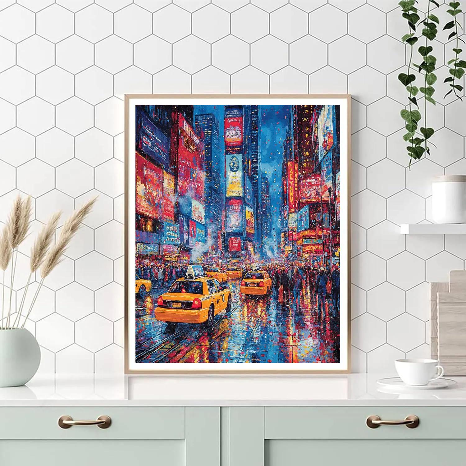 Times Square Neon Pulse New York United States Paint by numbers art