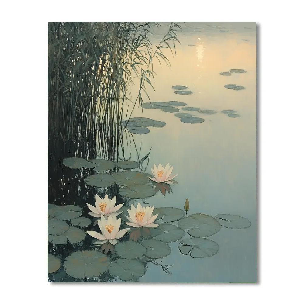 Leonardo Da Vinci Inspired Water Lily At Dawn paint by numbers