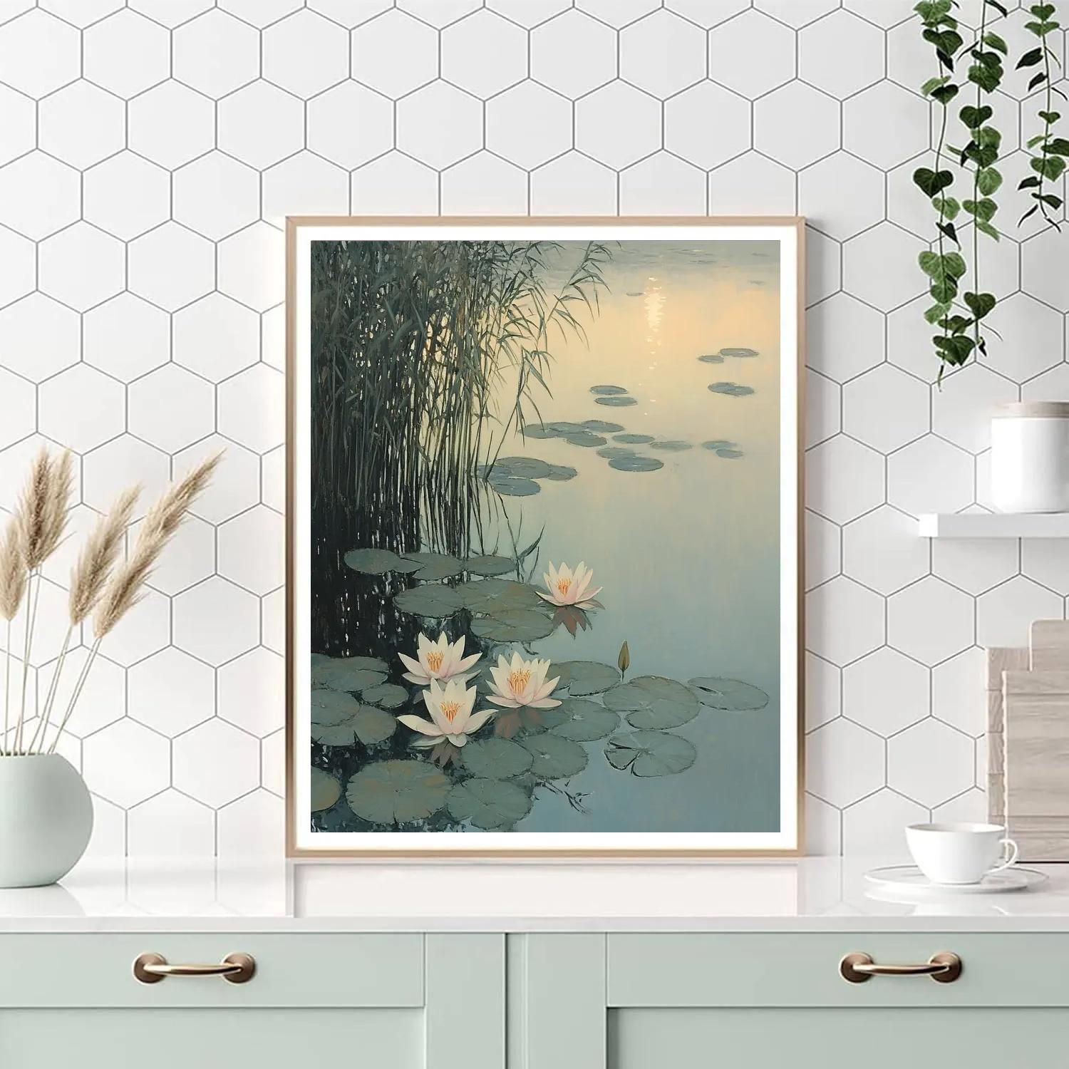 Leonardo Da Vinci Inspired Water Lily At Dawn paint by numbers