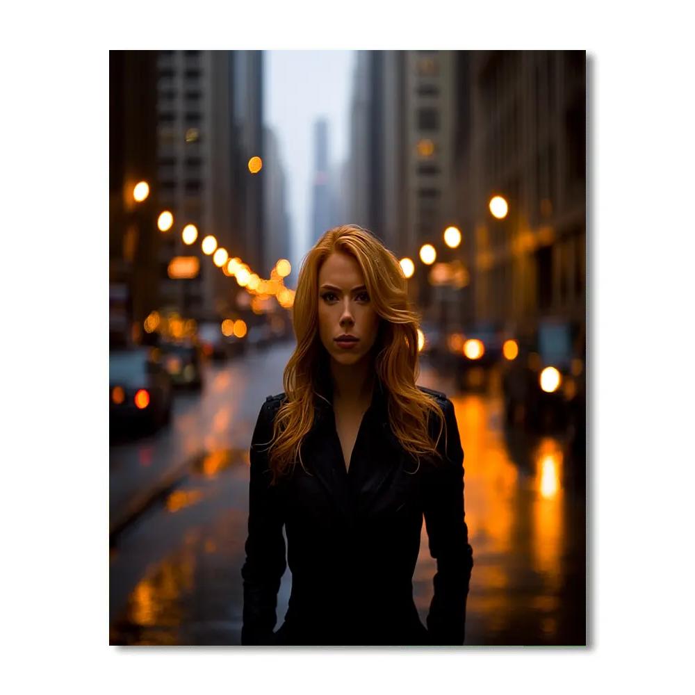 Scarlett Johansson: Quiet Precision Of A Shadowed Operative Painting by numbers kit
