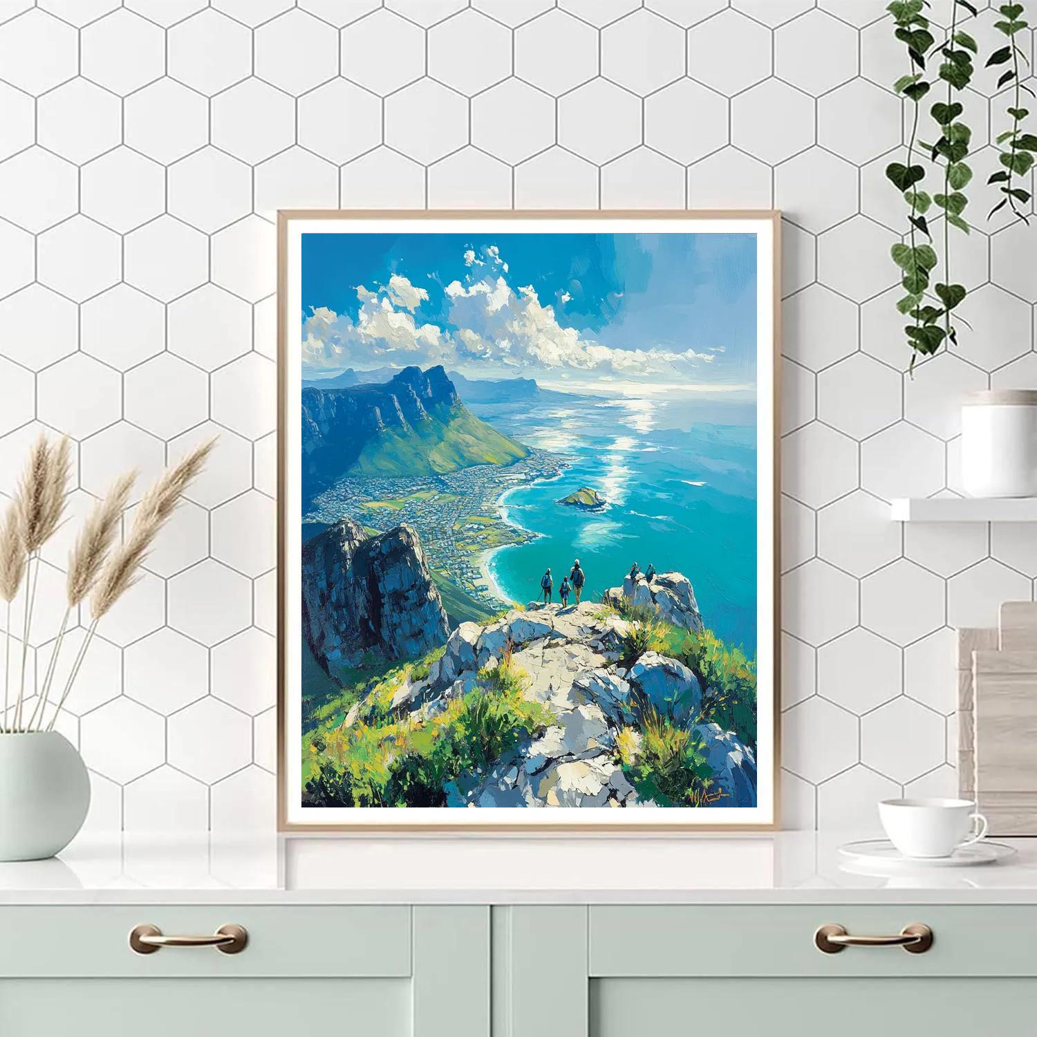 Table Mountain Summit View Cape Town South Africa painting number kit