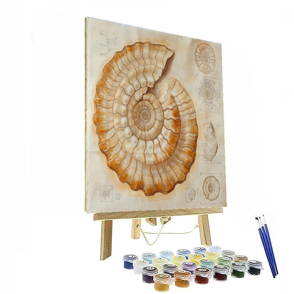 Leonardo Da Vinci Inspired Fossilized Shell Geometry Numbered painting kits