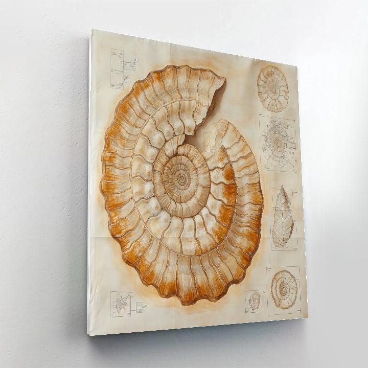 Leonardo Da Vinci Inspired Fossilized Shell Geometry Numbered painting kits