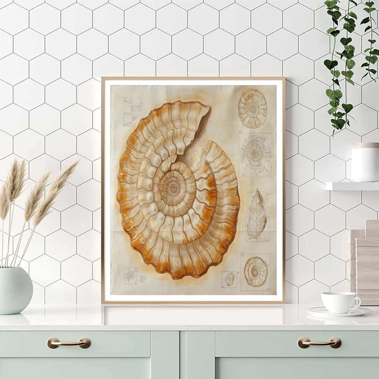 Leonardo Da Vinci Inspired Fossilized Shell Geometry Numbered painting kits