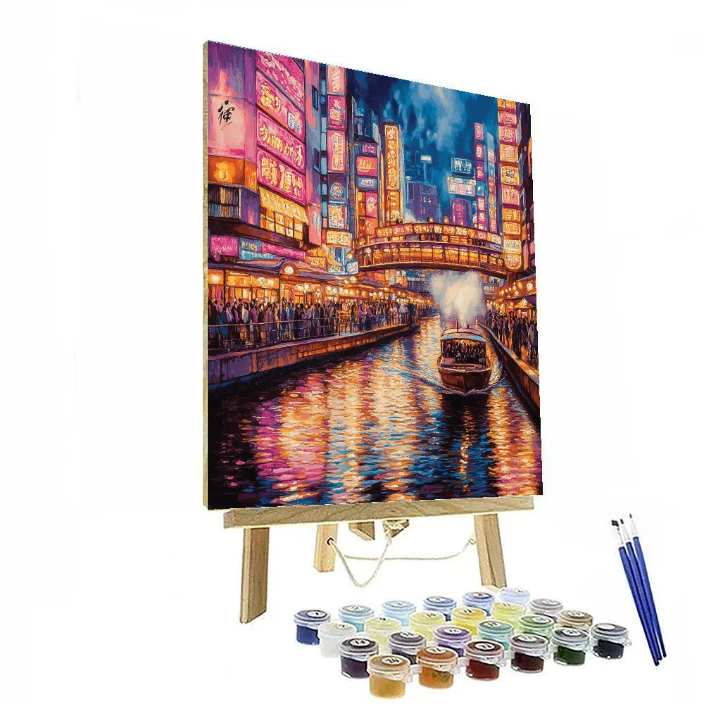 Dotonbori Canal Nightscape Osaka Japan paint by number