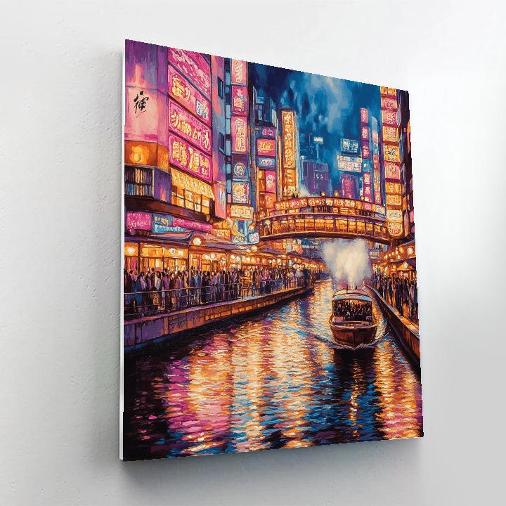 Dotonbori Canal Nightscape Osaka Japan paint by number