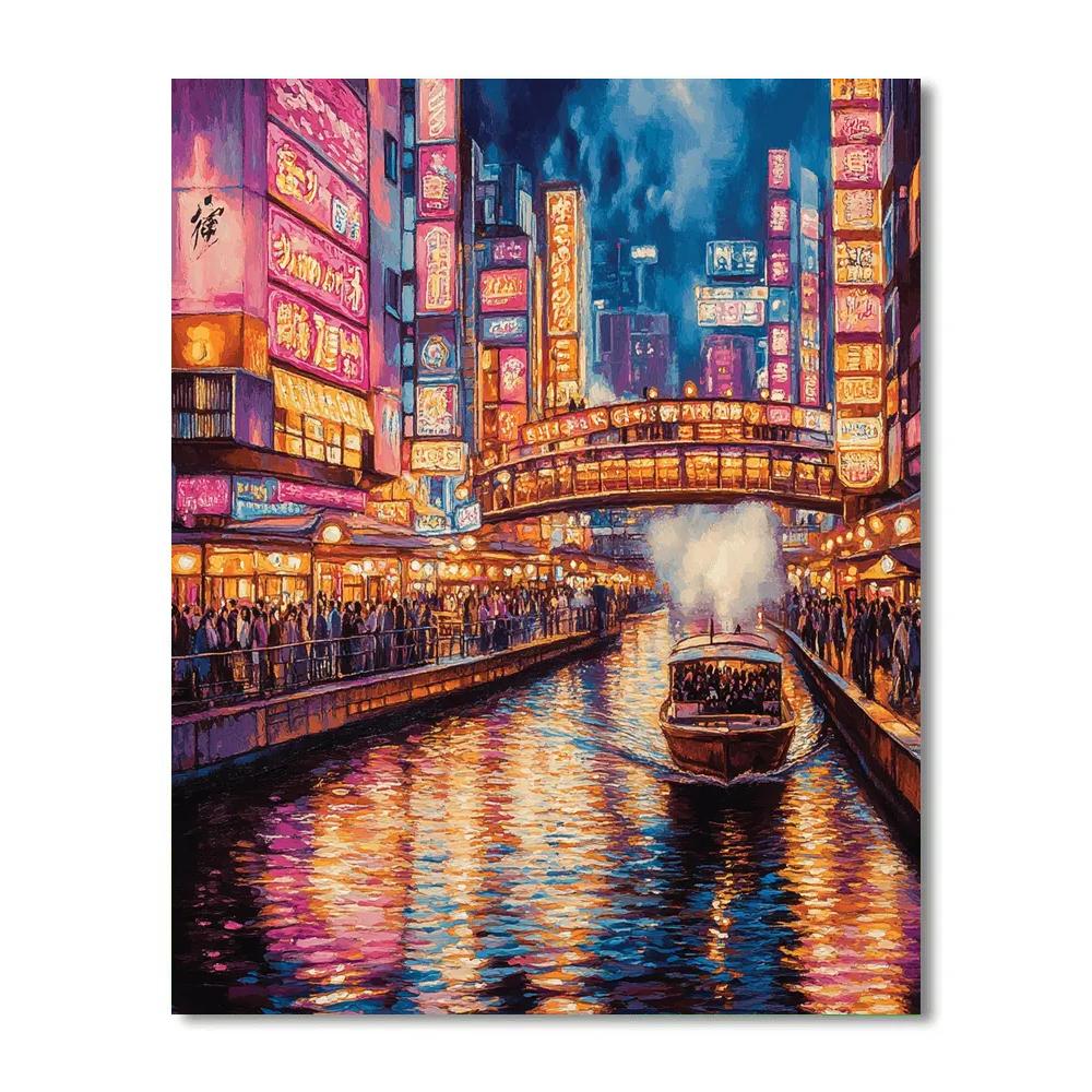 Dotonbori Canal Nightscape Osaka Japan paint by number