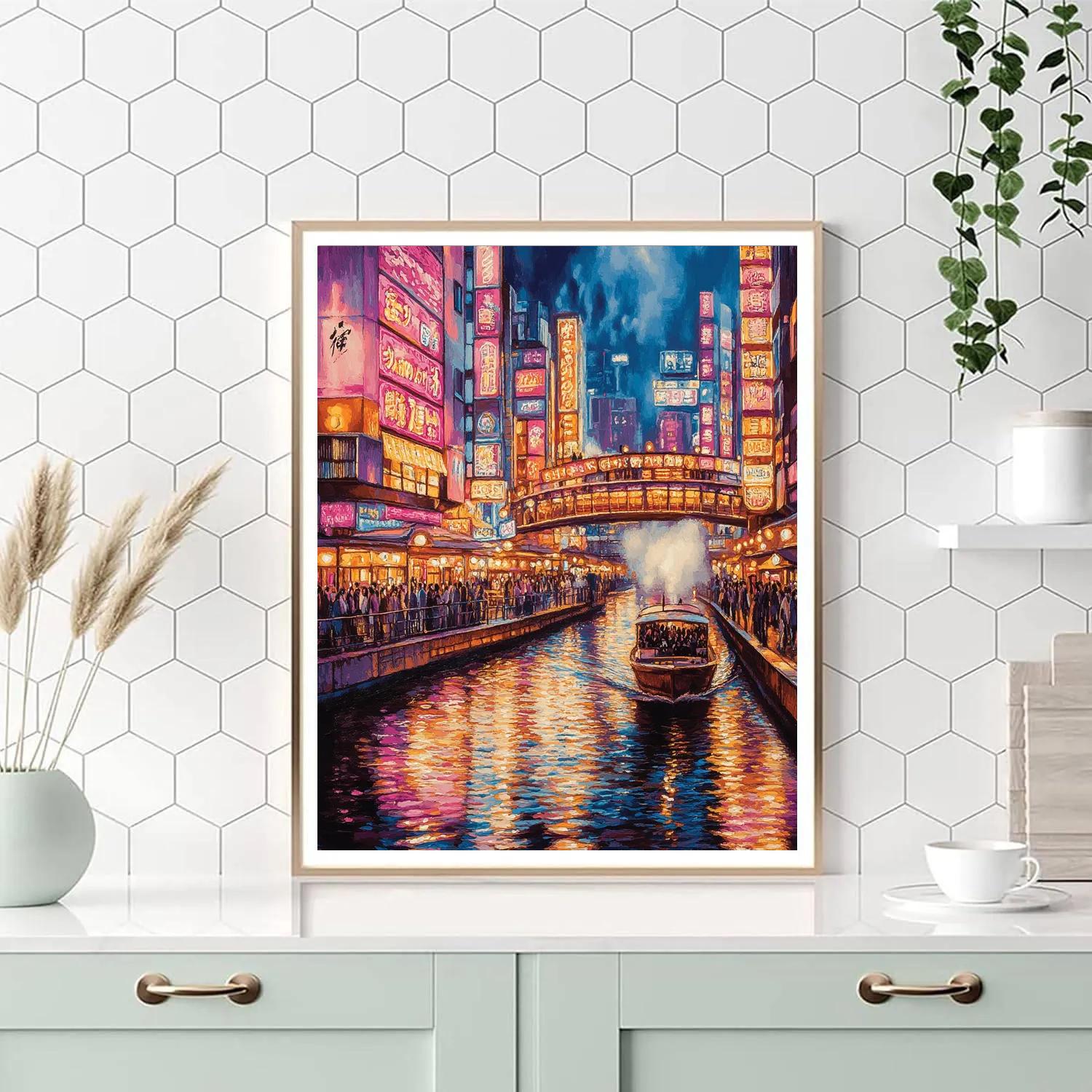 Dotonbori Canal Nightscape Osaka Japan paint by number
