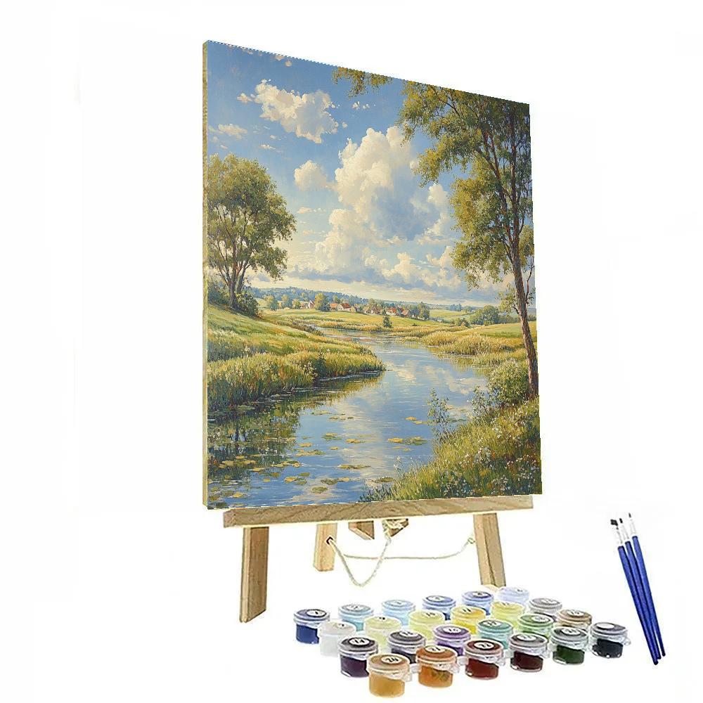 John Constable Inspired River Landscape Paint by numbers art