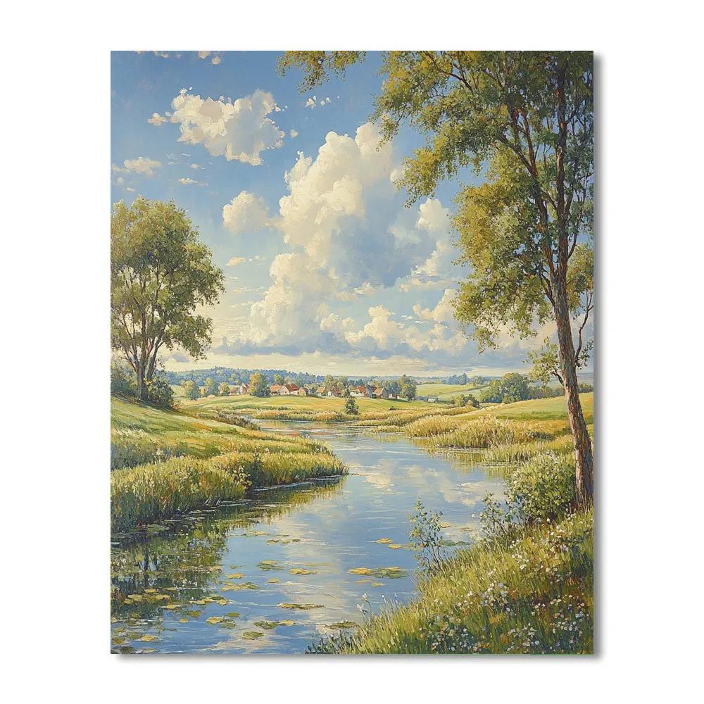 John Constable Inspired River Landscape Paint by numbers art