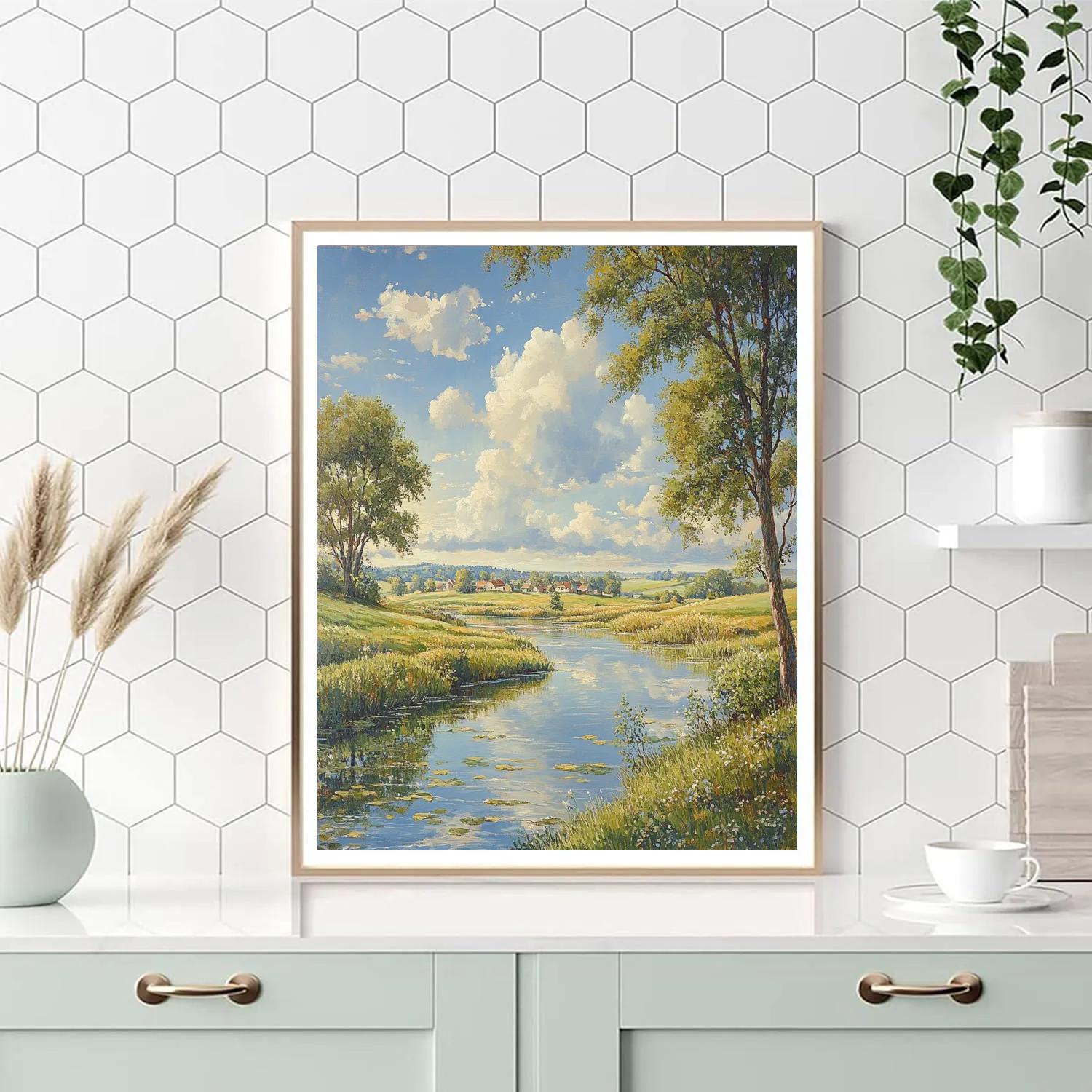 John Constable Inspired River Landscape Paint by numbers art