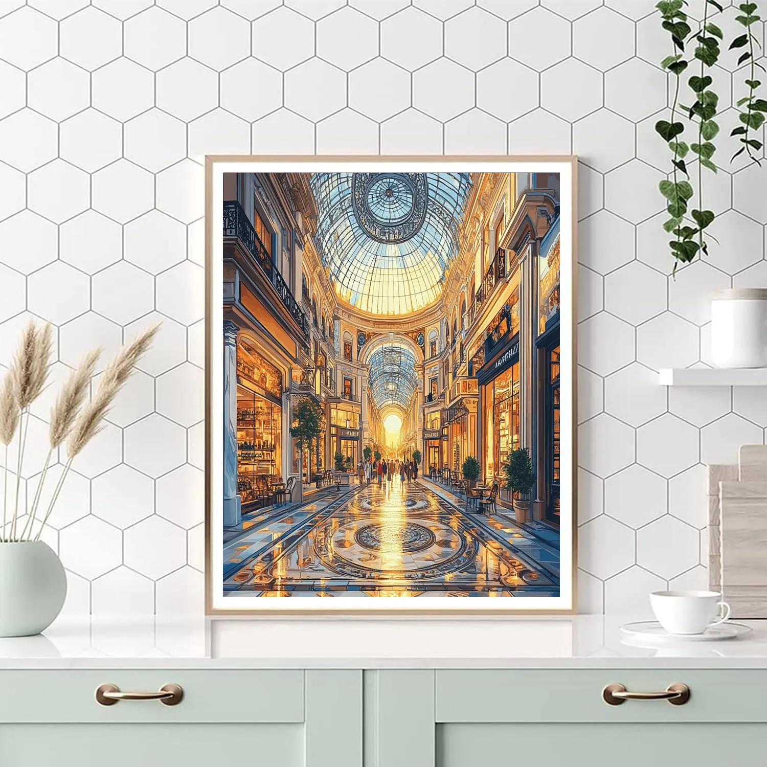 Galleria Vittorio Emanuele Shopping Arcade Milan Italy DIY paint by numbers