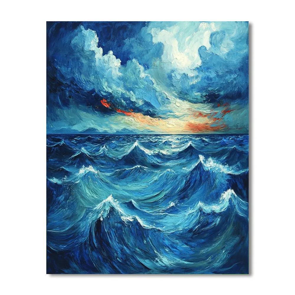 Edvard Munch Inspired Emotional Seascape paint by numbers