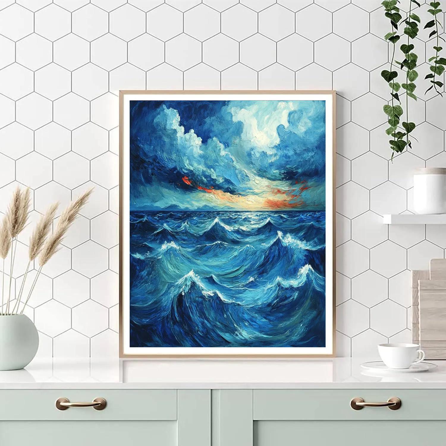 Edvard Munch Inspired Emotional Seascape paint by numbers