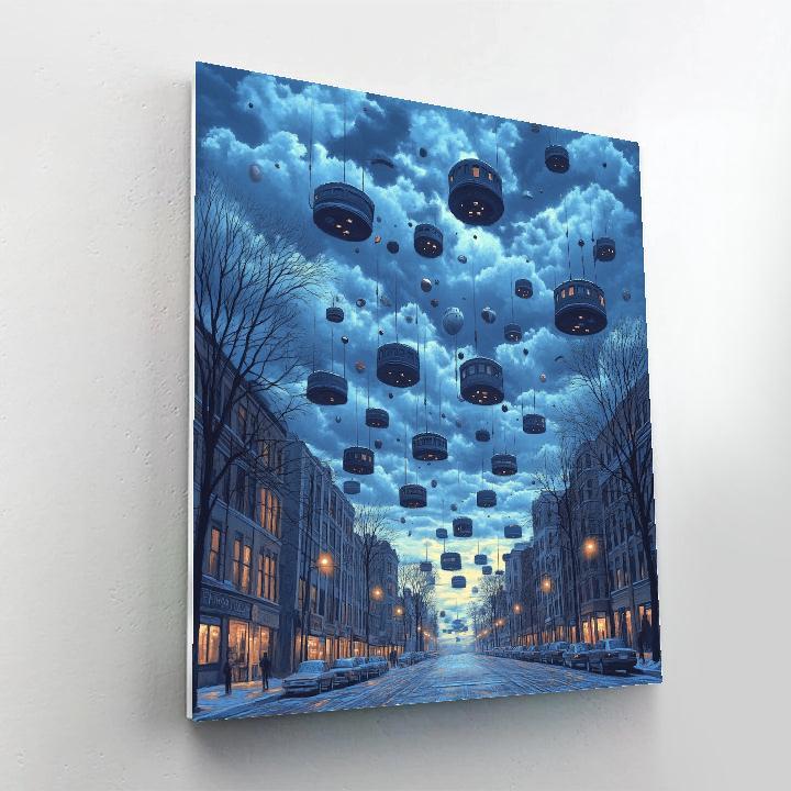 Magritte Inspired Ordinary Sky Mystery paint by number