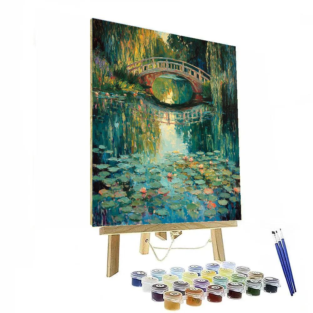 Claude Monet Inspired Giverny Bridge Reflection Dawn DIY paint by numbers