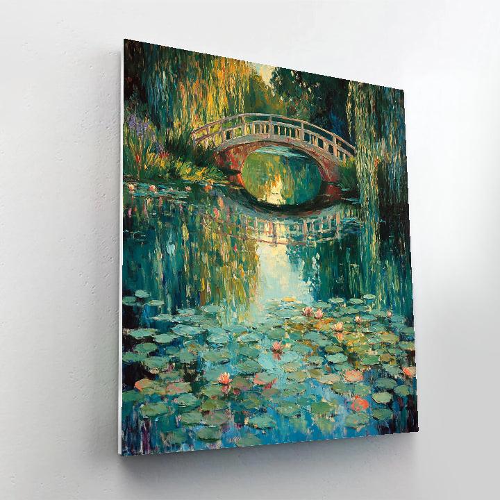 Claude Monet Inspired Giverny Bridge Reflection Dawn DIY paint by numbers