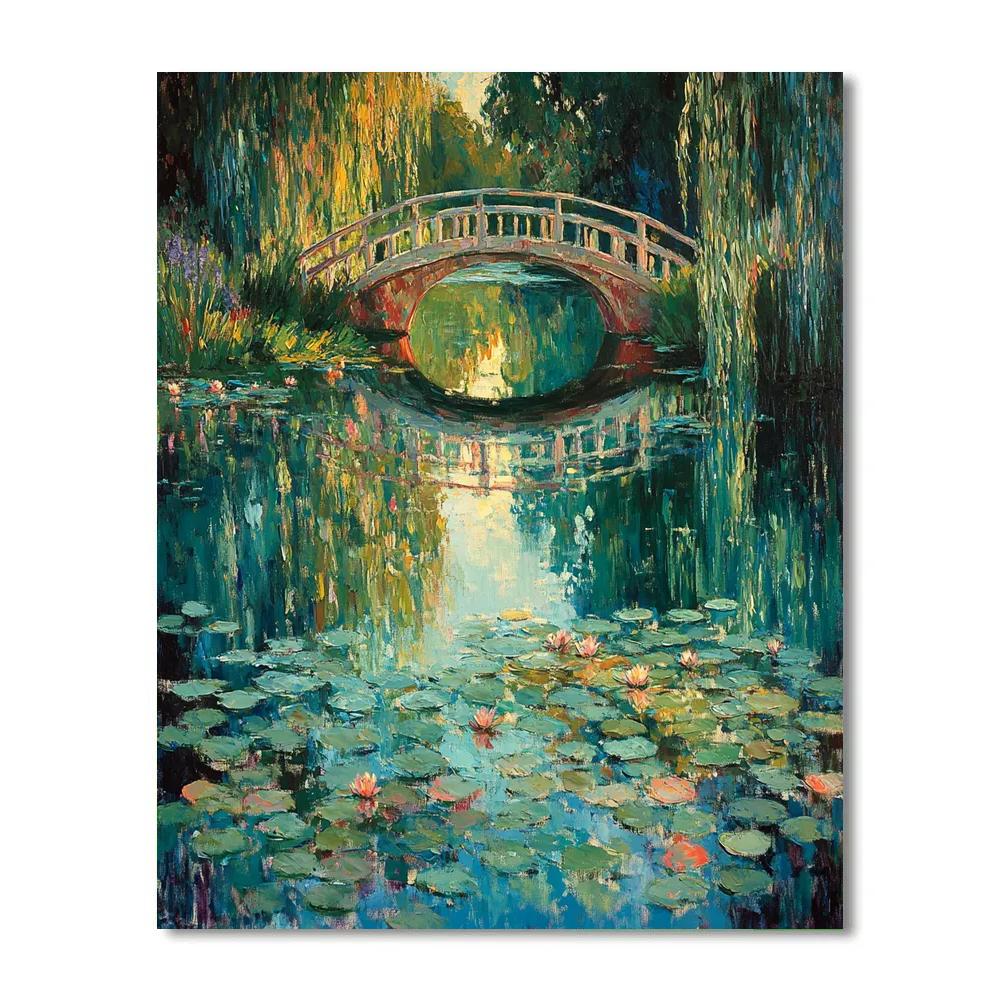Claude Monet Inspired Giverny Bridge Reflection Dawn DIY paint by numbers