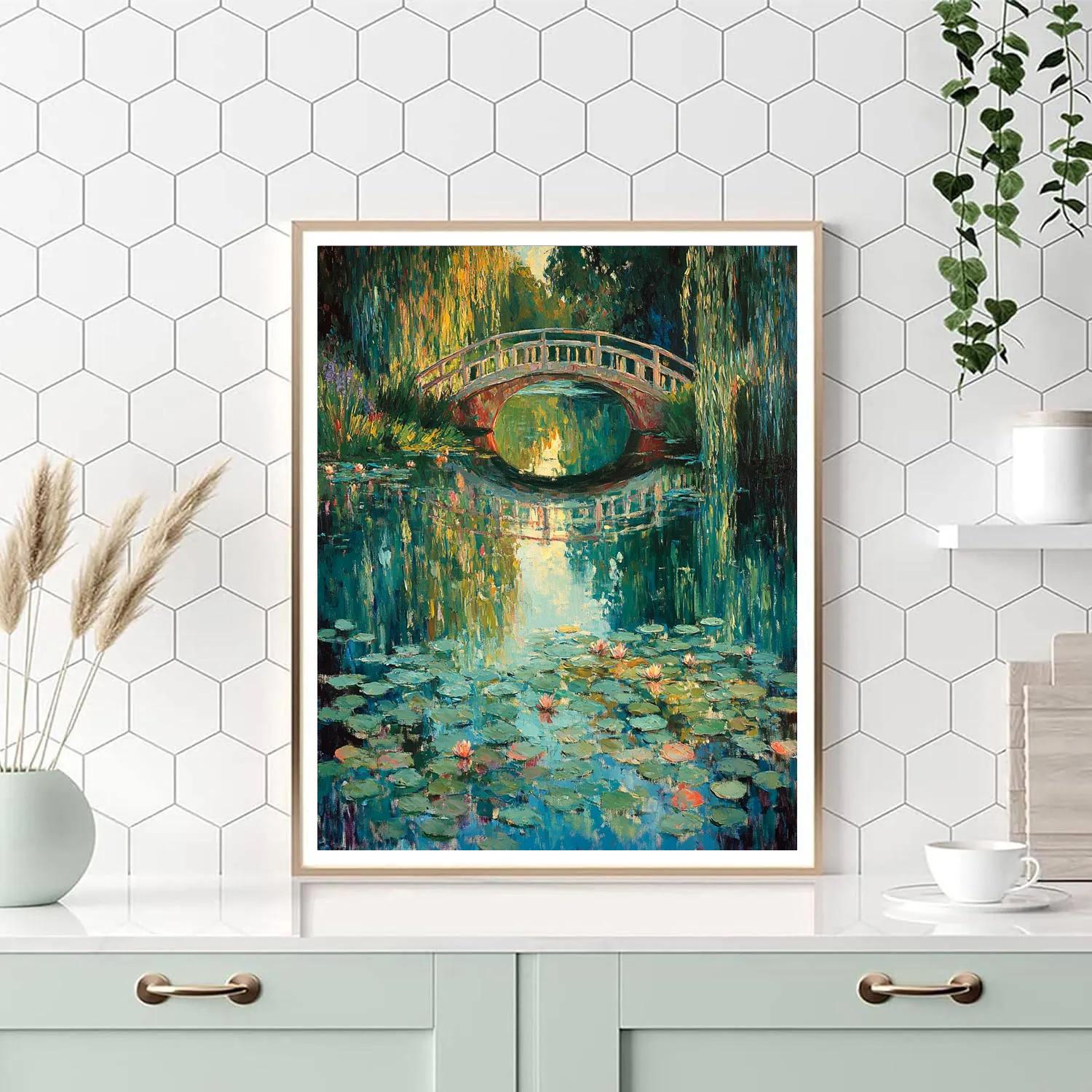 Claude Monet Inspired Giverny Bridge Reflection Dawn DIY paint by numbers