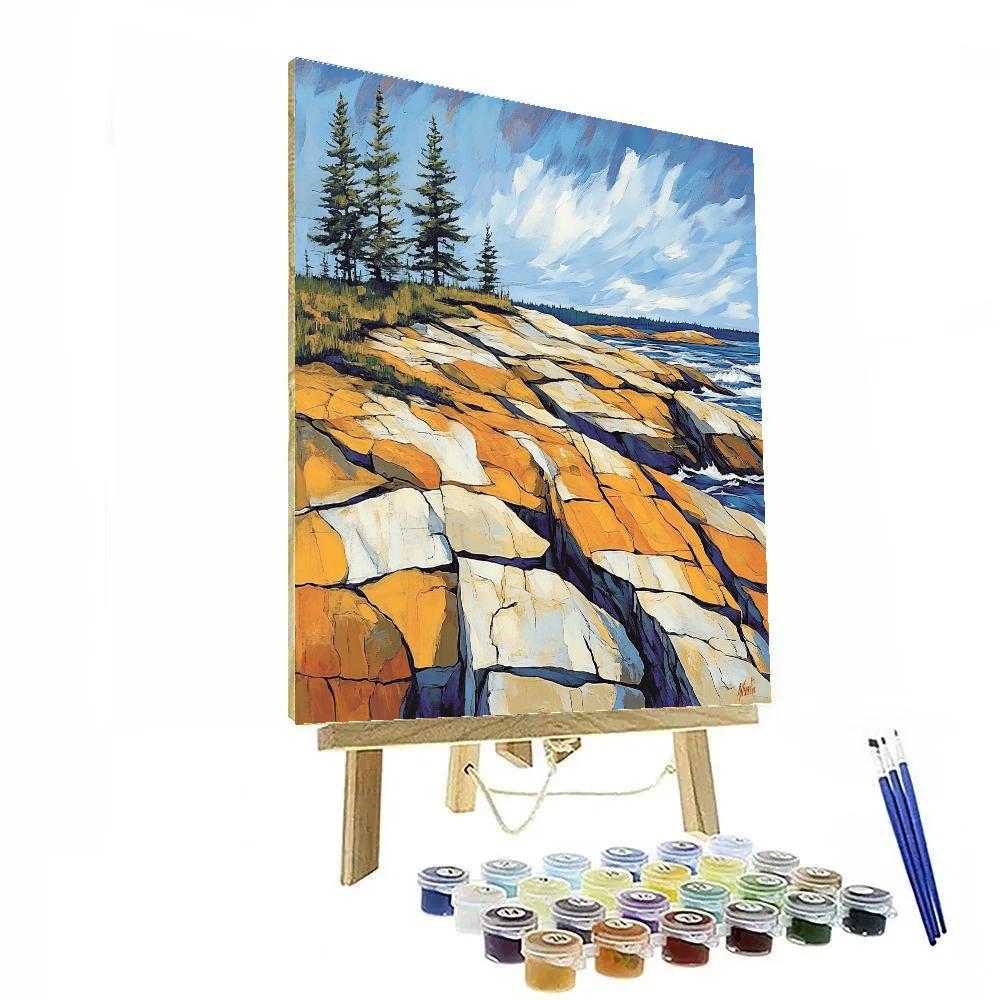 Arthur Lismer Inspired Rock Plateaus And Wind Battered Spruce paint by number