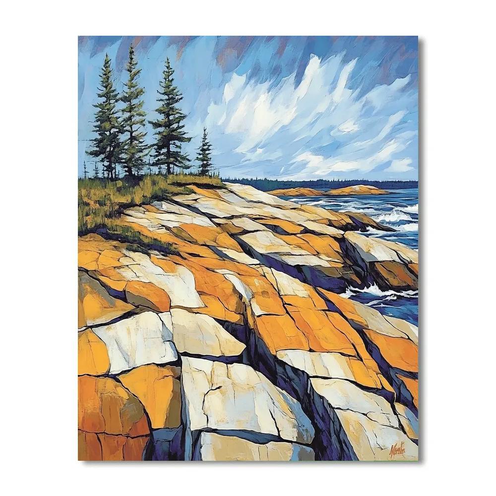 Arthur Lismer Inspired Rock Plateaus And Wind Battered Spruce paint by number