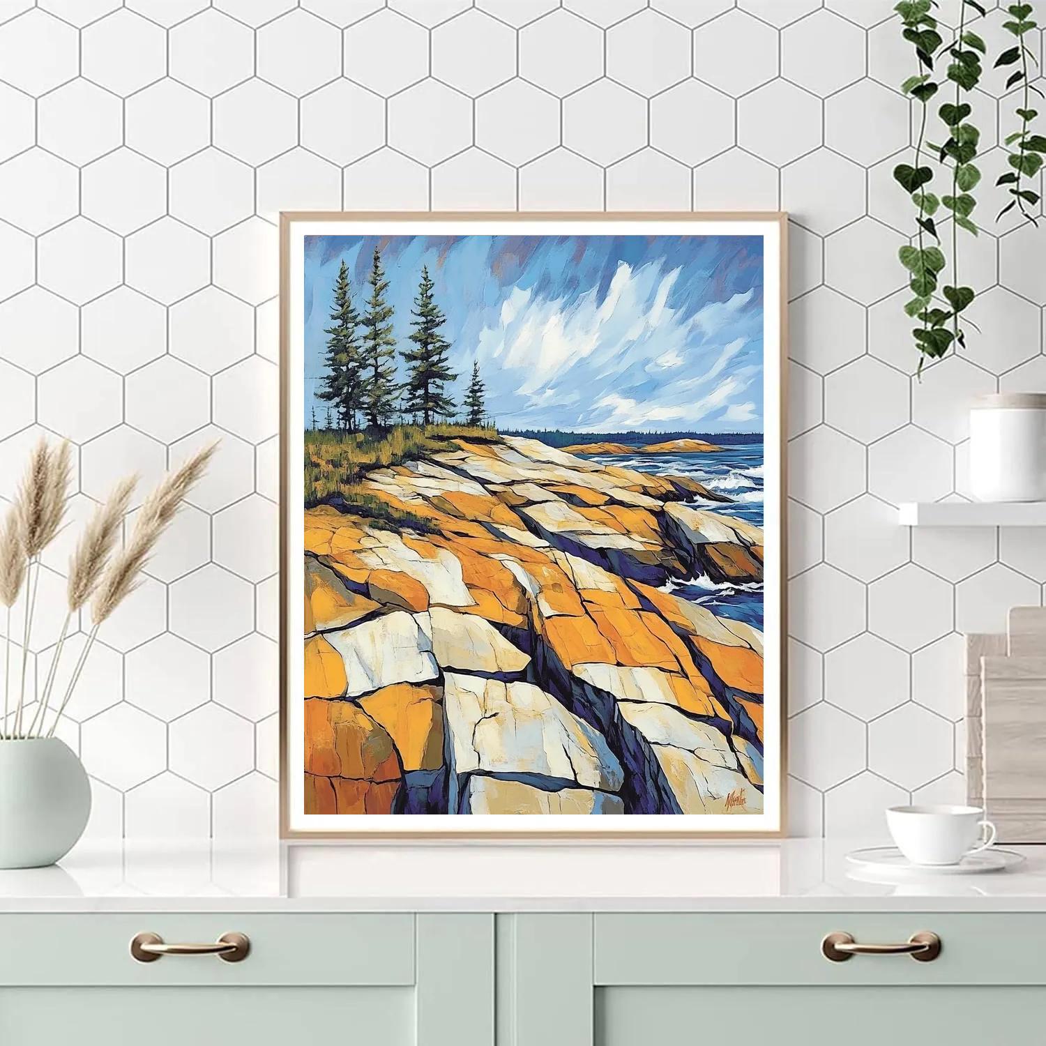 Arthur Lismer Inspired Rock Plateaus And Wind Battered Spruce paint by number