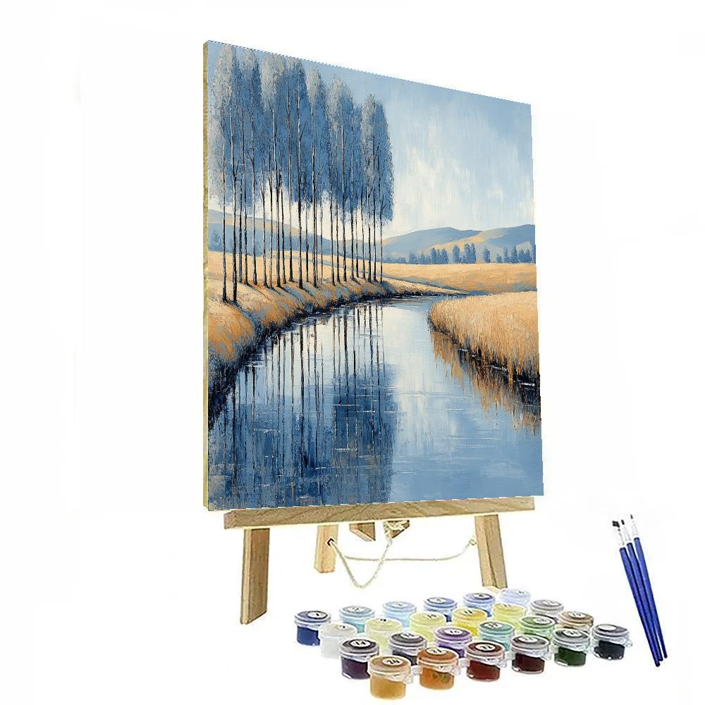 Claude Monet Inspired River Poplars Late Afternoon paint by numbers